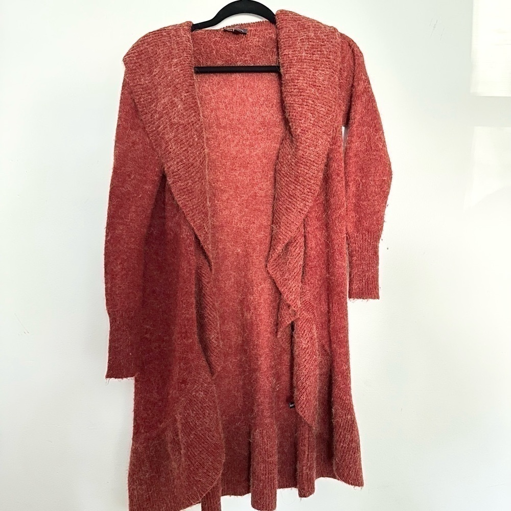The Limited Size S Orange Cozy Alpaca Mohair Blend Waterfall cardigan sweater